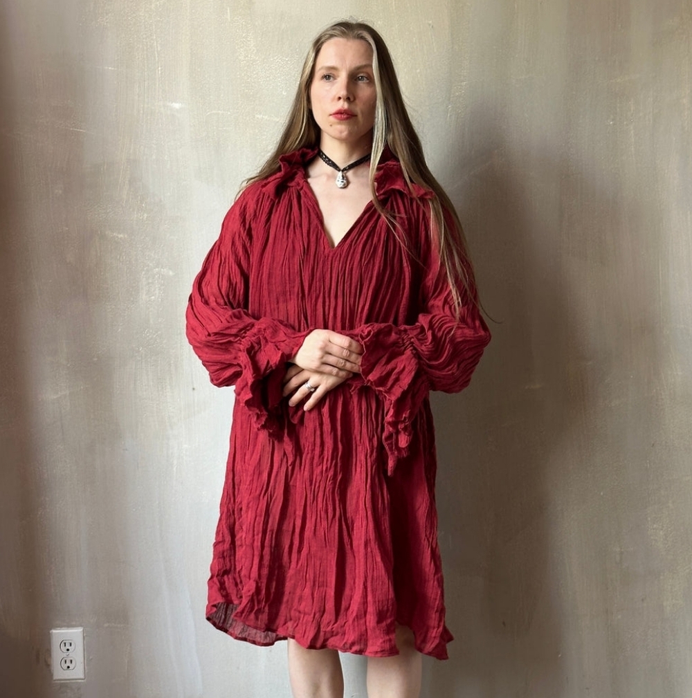 NWT Nuit Clothing Atelier Maxi Alchemist In Rust Red Linen - Picture 4 of 8